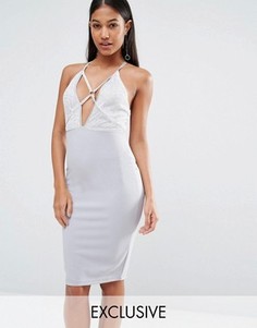 Платье миди с лямками и отделкой пайетками NaaNaa - Серый