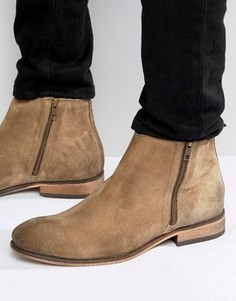 Песочные замшевые ботинки челси с двумя молниями ASOS - Stone