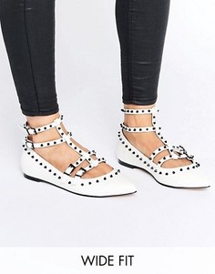 Балетки для широкой стопы с заклепками ASOS LOOKING GOOD - Белый