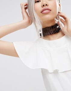 Ожерелье-чокер в виде широкой оборки ASOS - Коричневый