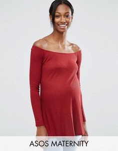 Топ для беременных с открытыми плечами и разрезами ASOS Maternity - Красный