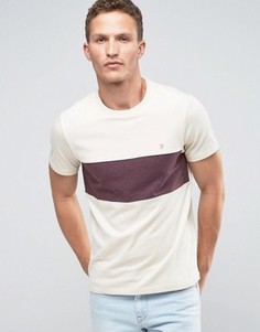 Кремовая футболка слим с широкой полосой на груди Farah - Кремовый