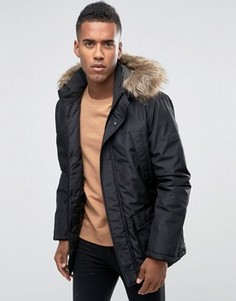 Парка с искусственным мехом на капюшоне Jack &amp; Jones - Черный