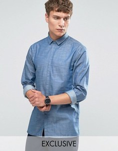 Джинсовая рубашка со скрытой планкой и прямой нижней кромкой Noak - Темно-синий
