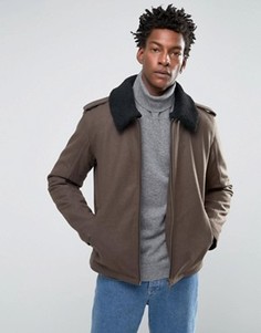 Шерстяная куртка с воротником борг Selected Homme - Зеленый