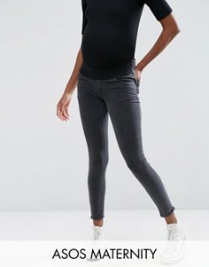 Черные джинсы скинни для беременных с посадкой под животом ASOS Maternity Ridley - Черный