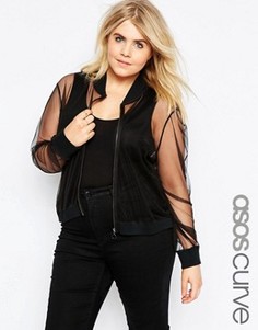 Сетчатый бомбер ASOS CURVE - Черный