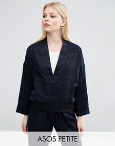 Комбинируемая жаккардовая куртка-пилот в пижамном стиле ASOS PETITE Lux - Темно-синий