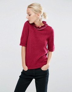 Джемпер с высокой горловиной и рюшами ASOS - Красный