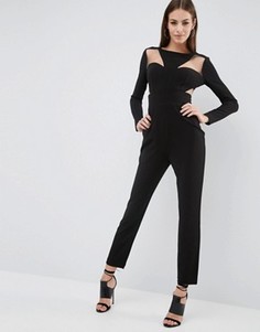 Комбинезон с чашечками и сетчатой вставкой ASOS - Черный