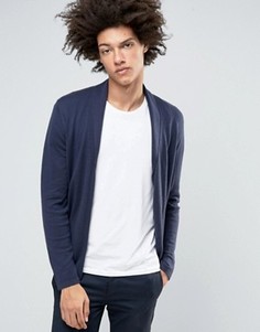 Кардиган с шалевым воротником без застежки из смеси мериносовой шерсти ASOS - Темно-синий