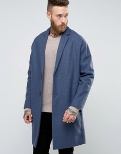 Полушерстяное пальто ASOS - Синий