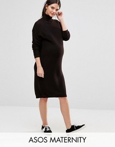 Платье миди для беременных с высоким воротом ASOS Maternity - Коричневый