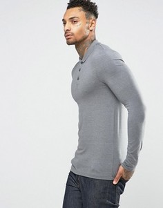 Серое поло с длинными рукавами ASOS - Серый