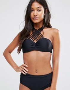 Бикини топ-халтер с перекрестными лямками спереди Missguided - Черный
