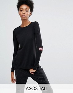 Джемпер с нашивками вампирские клыки на локтях ASOS TALL - Черный
