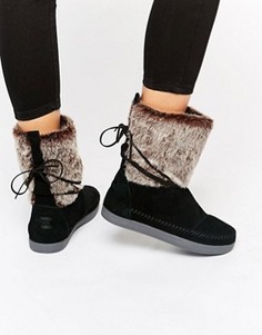 Черные замшевые ботинки с искусственным мехом TOMS - Черный