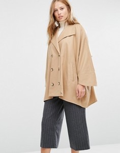 Бежевое короткое двубортное пальто в стиле oversize Cooper &amp; Stollbrand - Рыжий