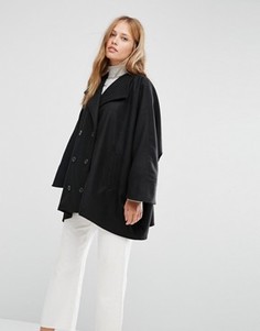 Черное короткое двубортное пальто в стиле oversize Cooper &amp; Stollbrand - Черный