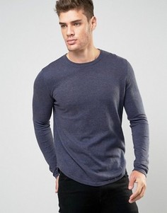 Хлопковый джемпер с асимметричным краем ASOS - Темно-синий