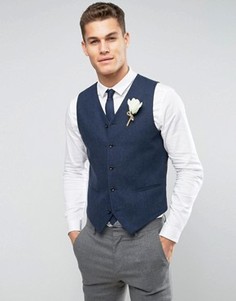 Темно-синий жилет скинни с добавлением шерсти ASOS WEDDING - Темно-синий