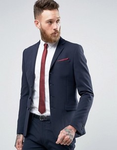 Супероблегающий темно-синий пиджак с четырьмя пуговицами ASOS - Темно-синий