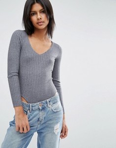 Трикотажное боди для дома в рубчик ASOS - Серый