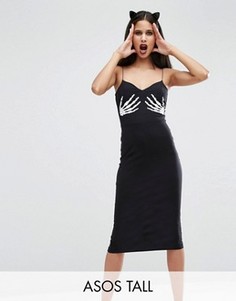 Платье миди с руками скелета ASOS TALL - Черный