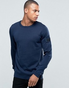 Трикотажный джемпер с нашивкой и круглым вырезом Jack &amp; Jones - Темно-синий