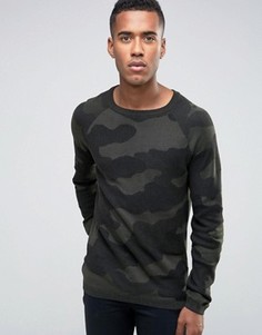Джемпер с камуфляжным узором Jack &amp; Jones - Зеленый