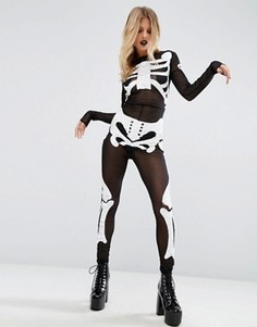 Комбинезон для Хэллоуина с принтом скелета ASOS Halloween - Черный