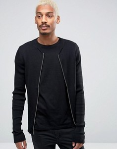 Джемпер в рубчик с круглым вырезом Selected Homme - Черный