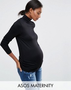 Топ с длинными рукавами и воротником поло ASOS Maternity - Черный