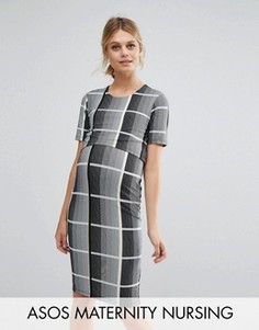 Облегающее платье в клетку для кормящих мам ASOS Maternity - Мульти