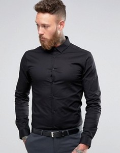 Зауженная черная рубашка с длинными рукавами ASOS - Черный