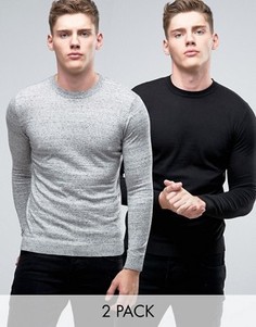 2 хлопковых джемпера (серый меланж/черный) ASOS - СКИДКА - Серый