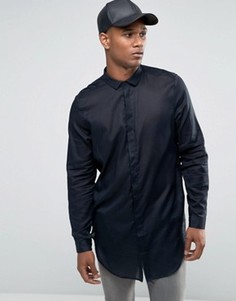 Черная супердлинная драпированная рубашка из хлопка ASOS - Черный