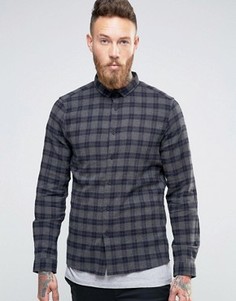 Серая рубашка классического кроя в клетку ASOS - Серый