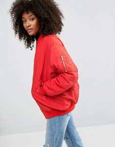 Дутый бомбер в стиле oversize ASOS - Красный