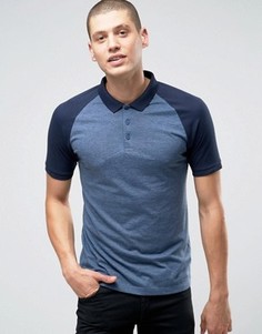 Футболка-поло с контрастными рукавами реглан ASOS - Синий