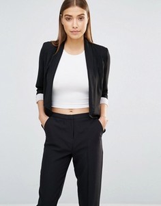 Укороченный пиджак с каскадной драпировкой AX Paris - Черный