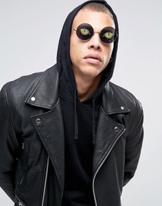 Круглые очки с принтом глаз ASOS - Серебряный