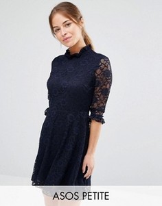 Кружевное короткое приталенное платье ASOS PETITE - Темно-синий