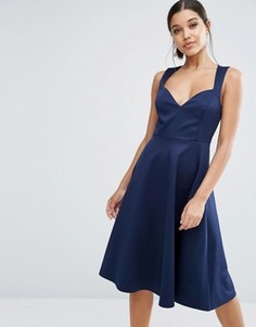 Приталенное платье миди ASOS - Темно-синий
