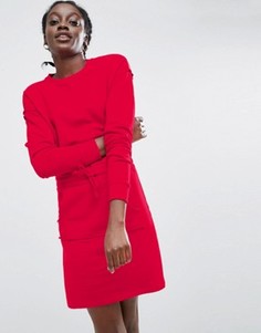 Трикотажное платье с карманом-кенгуру ASOS - Красный