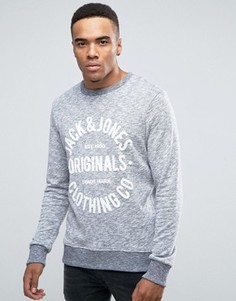 Меланжевый свитшот с принтом Jack &amp; Jones Originals - Темно-синий