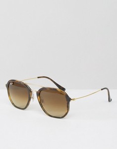 Черепаховые солнцезащитные очки с двойной металлической планкой Ray-Ban - Коричневый
