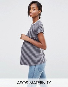 Футболка в полоску с контрастной отделкой ASOS Maternity - Мульти