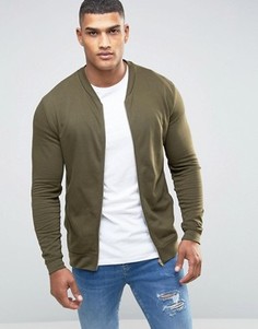 Трикотажная куртка‑пилот цвета хаки ASOS - Зеленый