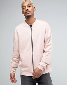 Трикотажная куртка‑пилот в стиле oversize с двойными рукавами ASOS - Розовый